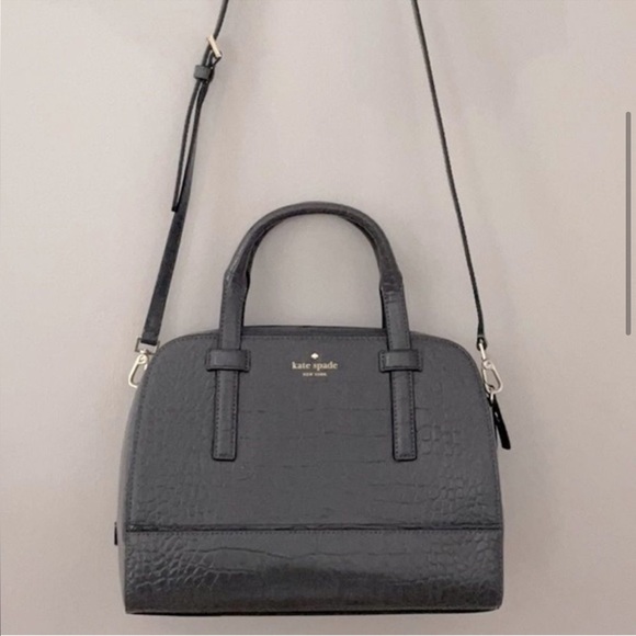 Kate Spade Gray Croc-Embossed Satchel with Gold Hardware  NWOT - Picture 13 of 14